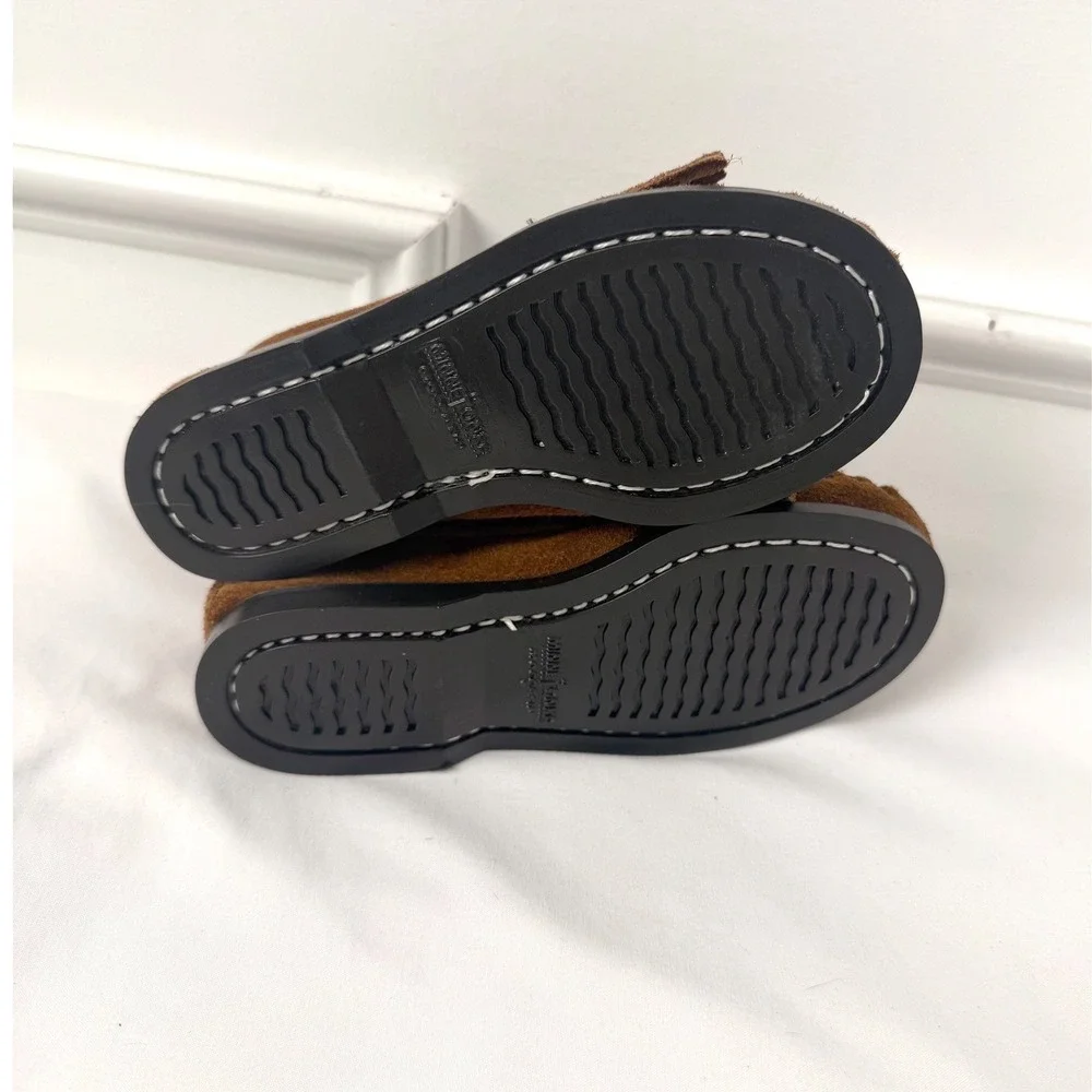 Minnetonka Moccasin Thunderbird Kids Brown Suede Beaded Fringe Loafers